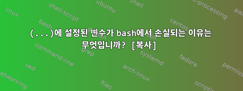 (...)에 설정된 변수가 bash에서 손실되는 이유는 무엇입니까? [복사]