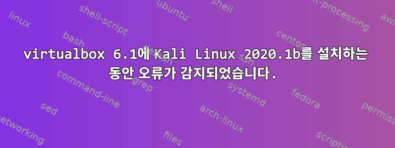 virtualbox 6.1에 Kali Linux 2020.1b를 설치하는 동안 오류가 감지되었습니다.