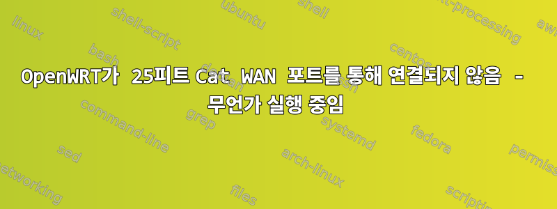 OpenWRT가 25피트 Cat WAN 포트를 통해 연결되지 않음 - 무언가 실행 중임