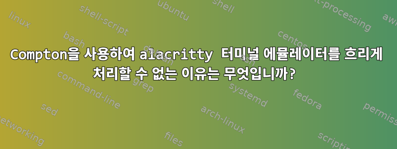 Compton을 사용하여 alacritty 터미널 에뮬레이터를 흐리게 처리할 수 없는 이유는 무엇입니까?