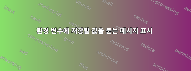 환경 변수에 저장할 값을 묻는 메시지 표시