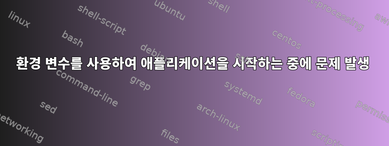 환경 변수를 사용하여 애플리케이션을 시작하는 중에 문제 발생