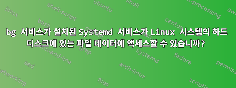 bg 서비스가 설치된 Systemd 서비스가 Linux 시스템의 하드 디스크에 있는 파일 데이터에 액세스할 수 있습니까?