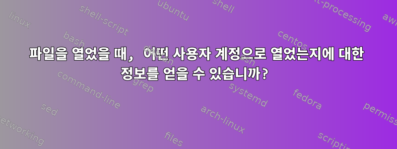 파일을 열었을 때, 어떤 사용자 계정으로 열었는지에 대한 정보를 얻을 수 있습니까?