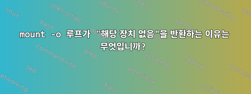 mount -o 루프가 "해당 장치 없음"을 반환하는 이유는 무엇입니까?