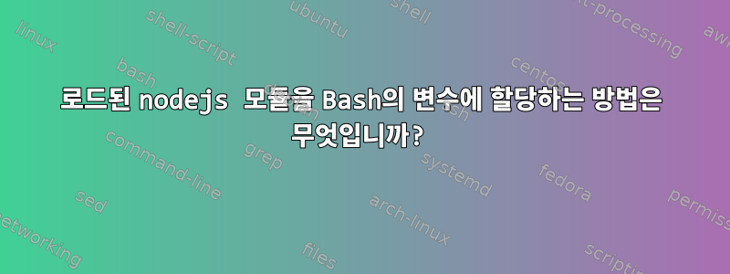 로드된 nodejs 모듈을 Bash의 변수에 할당하는 방법은 무엇입니까?