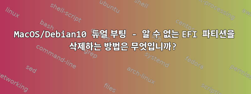 MacOS/Debian10 듀얼 부팅 - 알 수 없는 EFI 파티션을 삭제하는 방법은 무엇입니까?