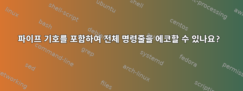 파이프 기호를 포함하여 전체 명령줄을 에코할 수 있나요?