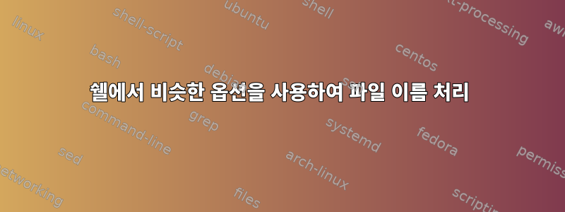 쉘에서 비슷한 옵션을 사용하여 파일 이름 처리