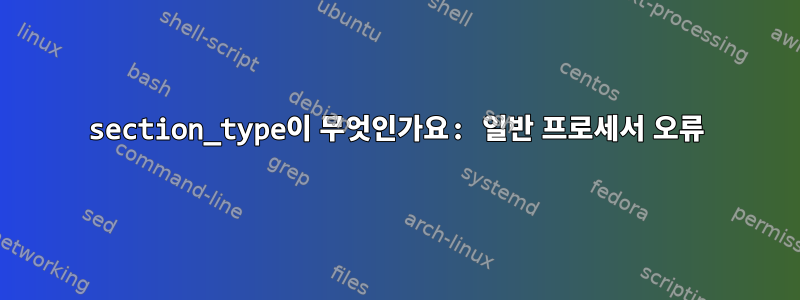 section_type이 무엇인가요: 일반 프로세서 오류