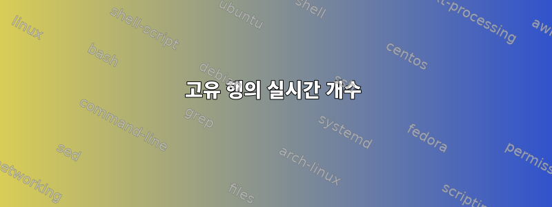 고유 행의 실시간 개수