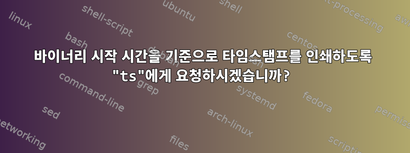 바이너리 시작 시간을 기준으로 타임스탬프를 인쇄하도록 "ts"에게 요청하시겠습니까?