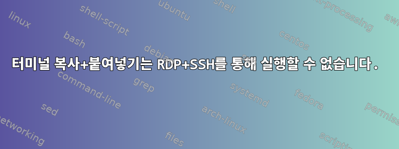 터미널 복사+붙여넣기는 RDP+SSH를 통해 실행할 수 없습니다.