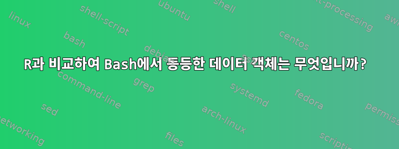 R과 비교하여 Bash에서 동등한 데이터 객체는 무엇입니까?