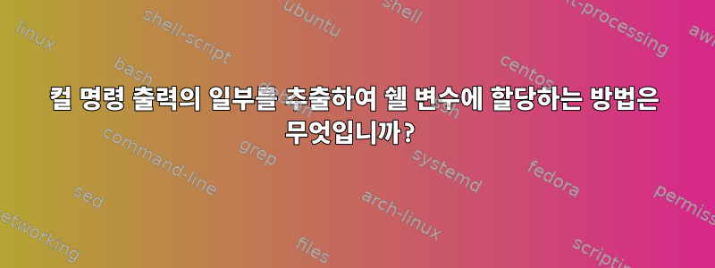 컬 명령 출력의 일부를 추출하여 쉘 변수에 할당하는 방법은 무엇입니까?