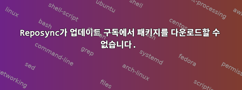 Reposync가 업데이트 구독에서 패키지를 다운로드할 수 없습니다.