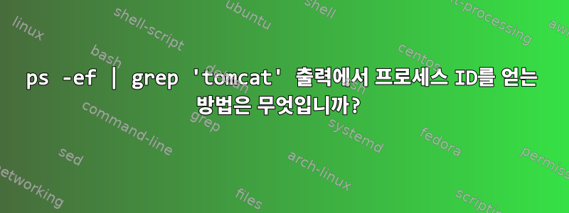 ps -ef | grep 'tomcat' 출력에서 ​​프로세스 ID를 얻는 방법은 무엇입니까?