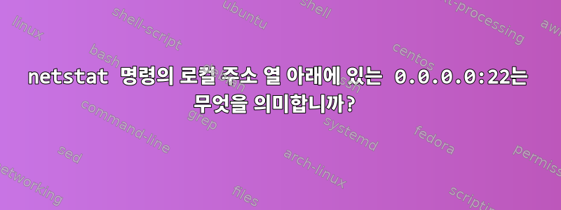 netstat 명령의 로컬 주소 열 아래에 있는 0.0.0.0:22는 무엇을 의미합니까?