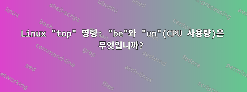 Linux "top" 명령: "be"와 "un"(CPU 사용량)은 무엇입니까?