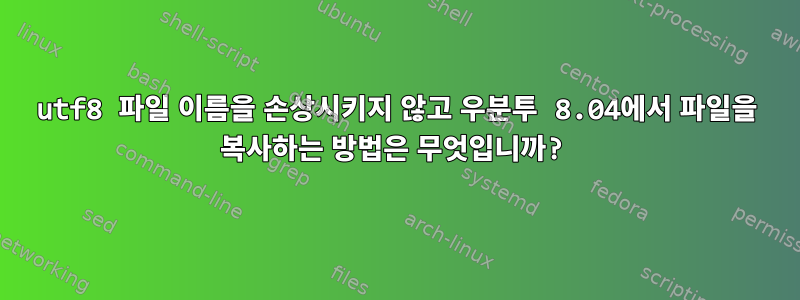 utf8 파일 이름을 손상시키지 않고 우분투 8.04에서 파일을 복사하는 방법은 무엇입니까?