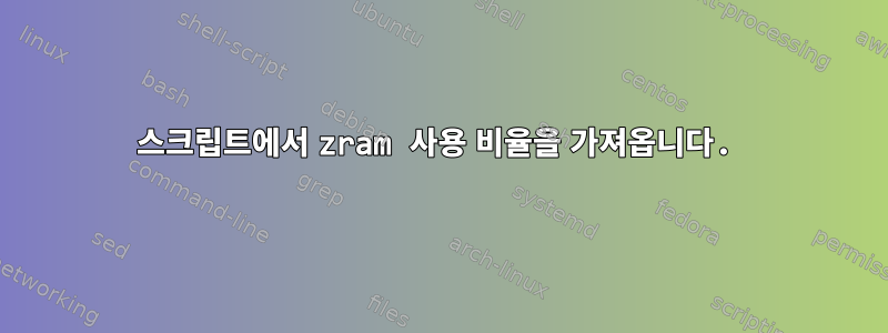 스크립트에서 zram 사용 비율을 가져옵니다.