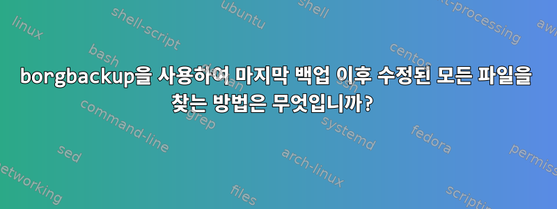 borgbackup을 사용하여 마지막 백업 이후 수정된 모든 파일을 찾는 방법은 무엇입니까?