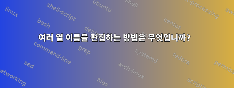 여러 열 이름을 편집하는 방법은 무엇입니까?