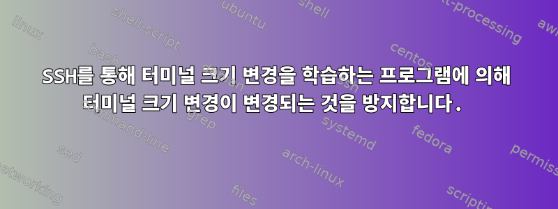 SSH를 통해 터미널 크기 변경을 학습하는 프로그램에 의해 터미널 크기 변경이 변경되는 것을 방지합니다.