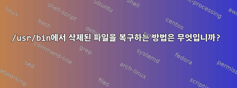 /usr/bin에서 삭제된 파일을 복구하는 방법은 무엇입니까?