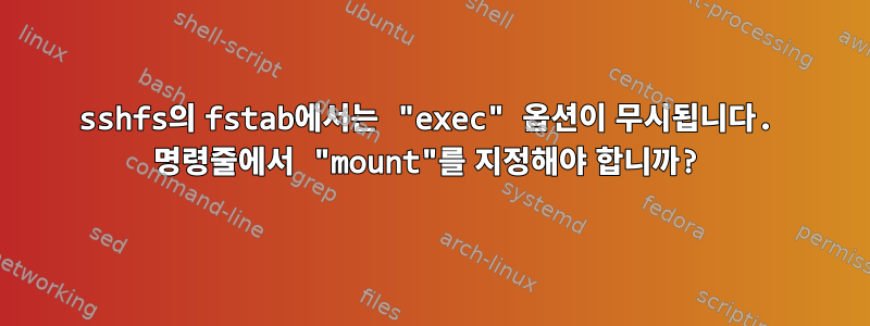 sshfs의 fstab에서는 "exec" 옵션이 무시됩니다. 명령줄에서 "mount"를 지정해야 합니까?