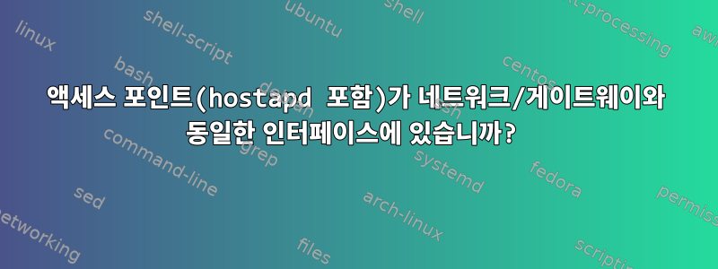 액세스 포인트(hostapd 포함)가 네트워크/게이트웨이와 동일한 인터페이스에 있습니까?