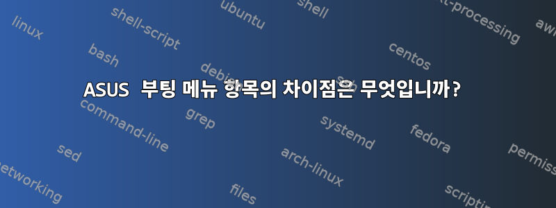 ASUS 부팅 메뉴 항목의 차이점은 무엇입니까?