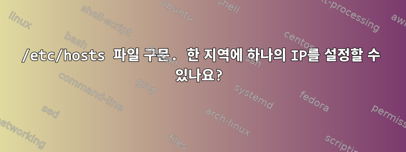 /etc/hosts 파일 구문. 한 지역에 하나의 IP를 설정할 수 있나요?