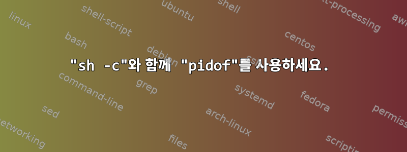 "sh -c"와 함께 "pidof"를 사용하세요.