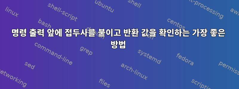 명령 출력 앞에 접두사를 붙이고 반환 값을 확인하는 가장 좋은 방법