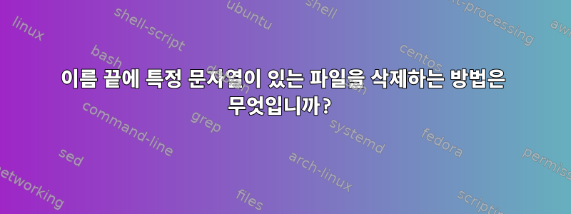 이름 끝에 특정 문자열이 있는 파일을 삭제하는 방법은 무엇입니까?