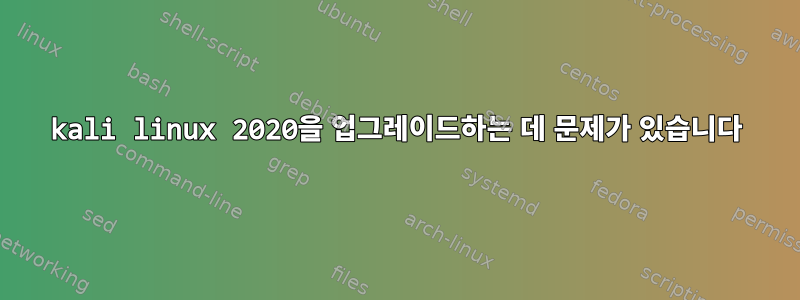 kali linux 2020을 업그레이드하는 데 문제가 있습니다