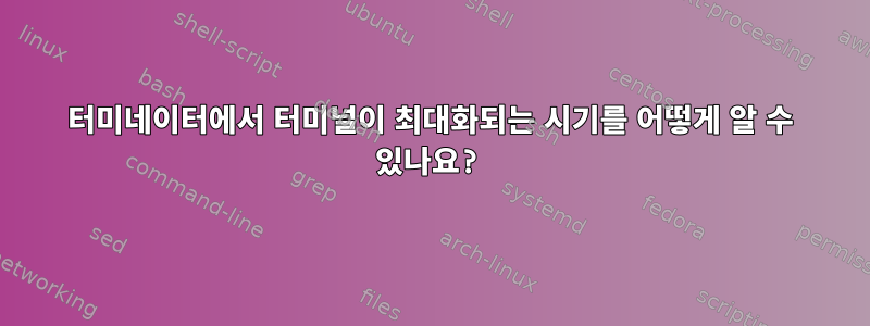 터미네이터에서 터미널이 최대화되는 시기를 어떻게 알 수 있나요?