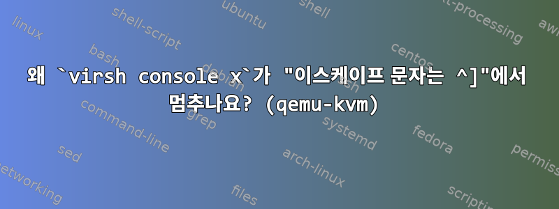 왜 `virsh console x`가 "이스케이프 문자는 ^]"에서 멈추나요? (qemu-kvm)