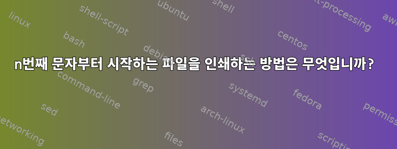 n번째 문자부터 시작하는 파일을 인쇄하는 방법은 무엇입니까?