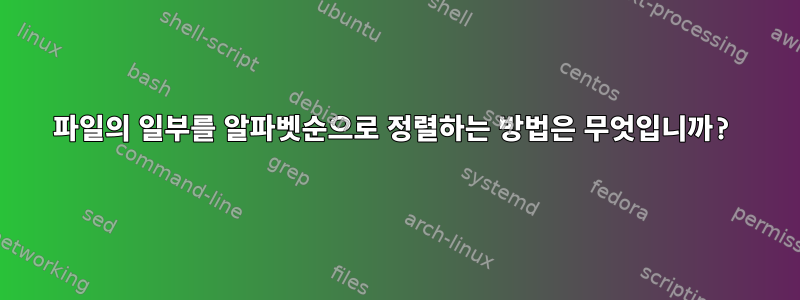 파일의 일부를 알파벳순으로 정렬하는 방법은 무엇입니까?