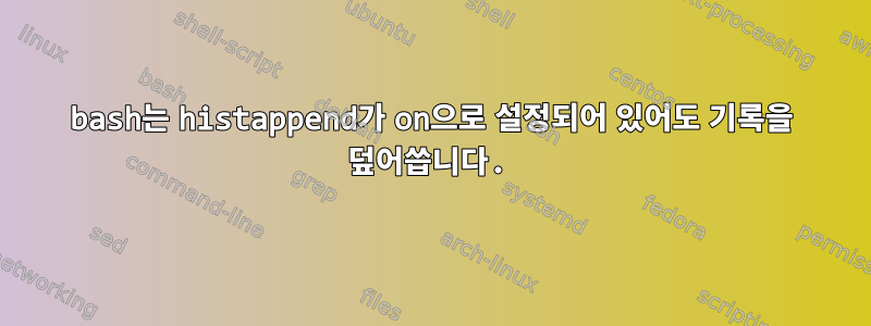 bash는 histappend가 on으로 설정되어 있어도 기록을 덮어씁니다.