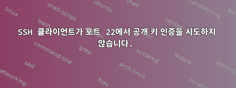 SSH 클라이언트가 포트 22에서 공개 키 인증을 시도하지 않습니다.