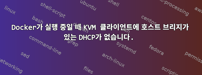 Docker가 실행 중일 때 KVM 클라이언트에 호스트 브리지가 있는 DHCP가 없습니다.