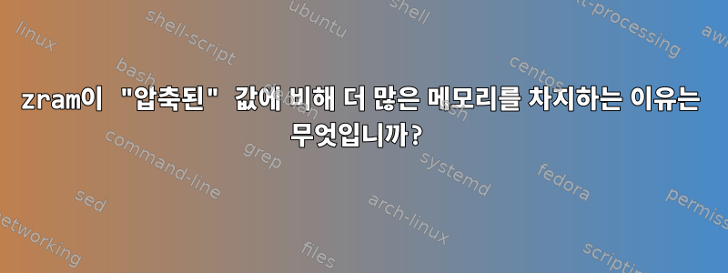 zram이 "압축된" 값에 비해 더 많은 메모리를 차지하는 이유는 무엇입니까?