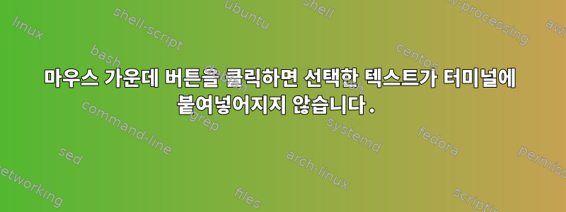 마우스 가운데 버튼을 클릭하면 선택한 텍스트가 터미널에 붙여넣어지지 않습니다.