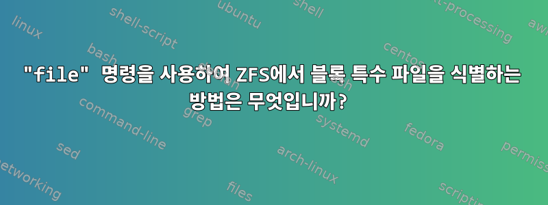 "file" 명령을 사용하여 ZFS에서 블록 특수 파일을 식별하는 방법은 무엇입니까?