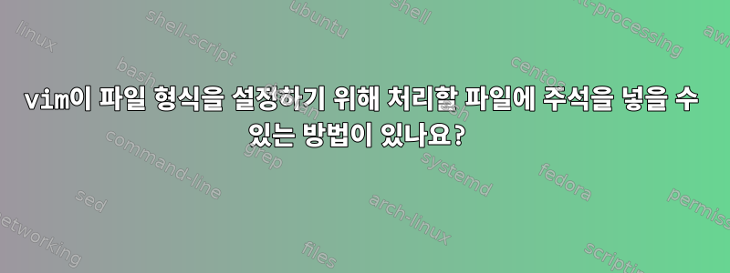 vim이 파일 형식을 설정하기 위해 처리할 파일에 주석을 넣을 수 있는 방법이 있나요?