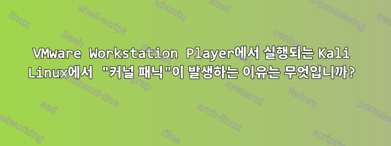 VMware Workstation Player에서 실행되는 Kali Linux에서 "커널 패닉"이 발생하는 이유는 무엇입니까?