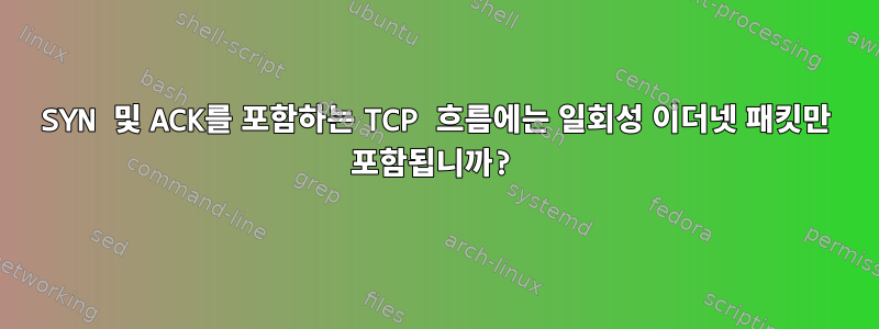 SYN 및 ACK를 포함하는 TCP 흐름에는 일회성 이더넷 패킷만 포함됩니까?